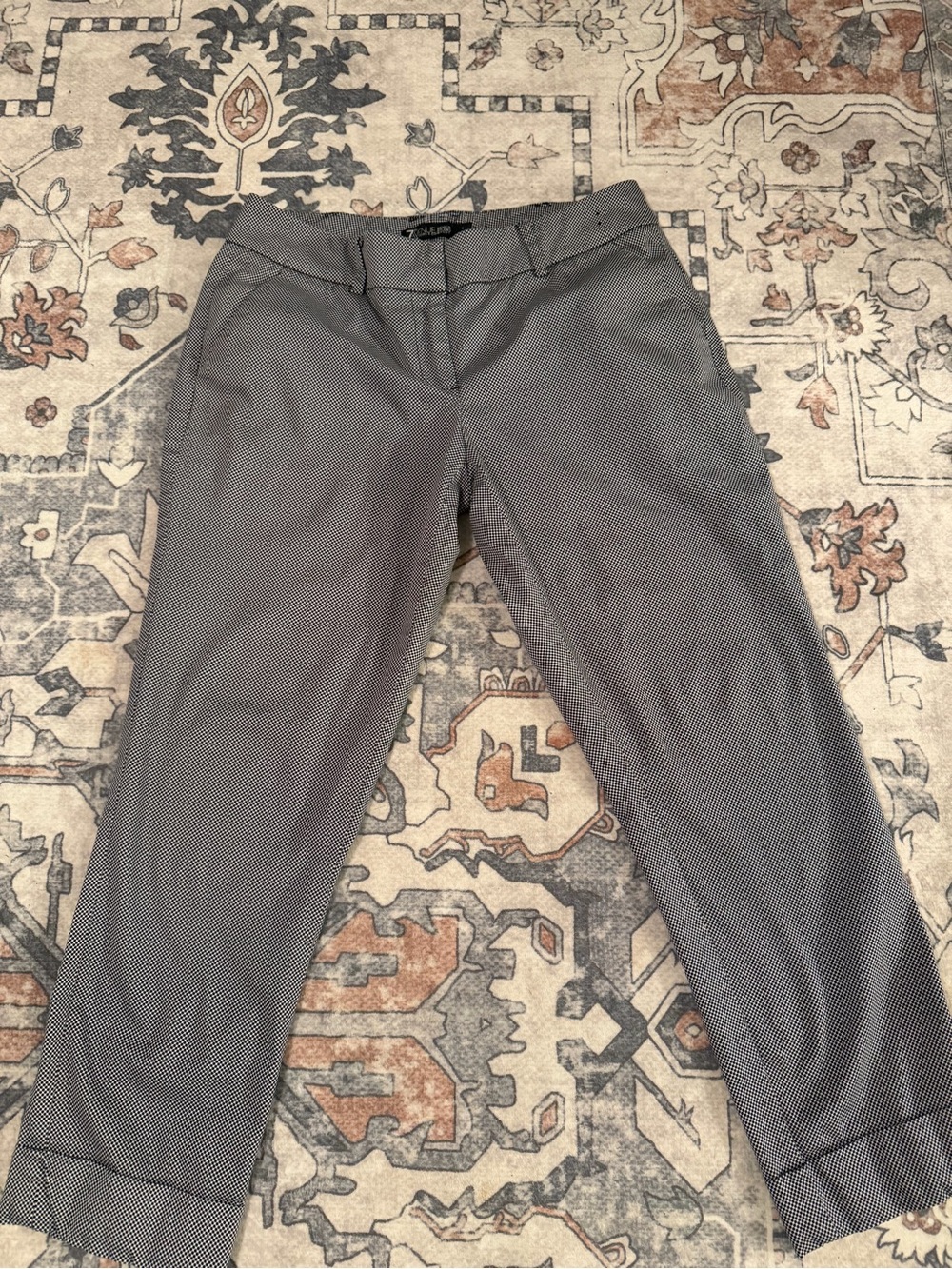 New York & Company Black and White Micro Dot Cropped Pants